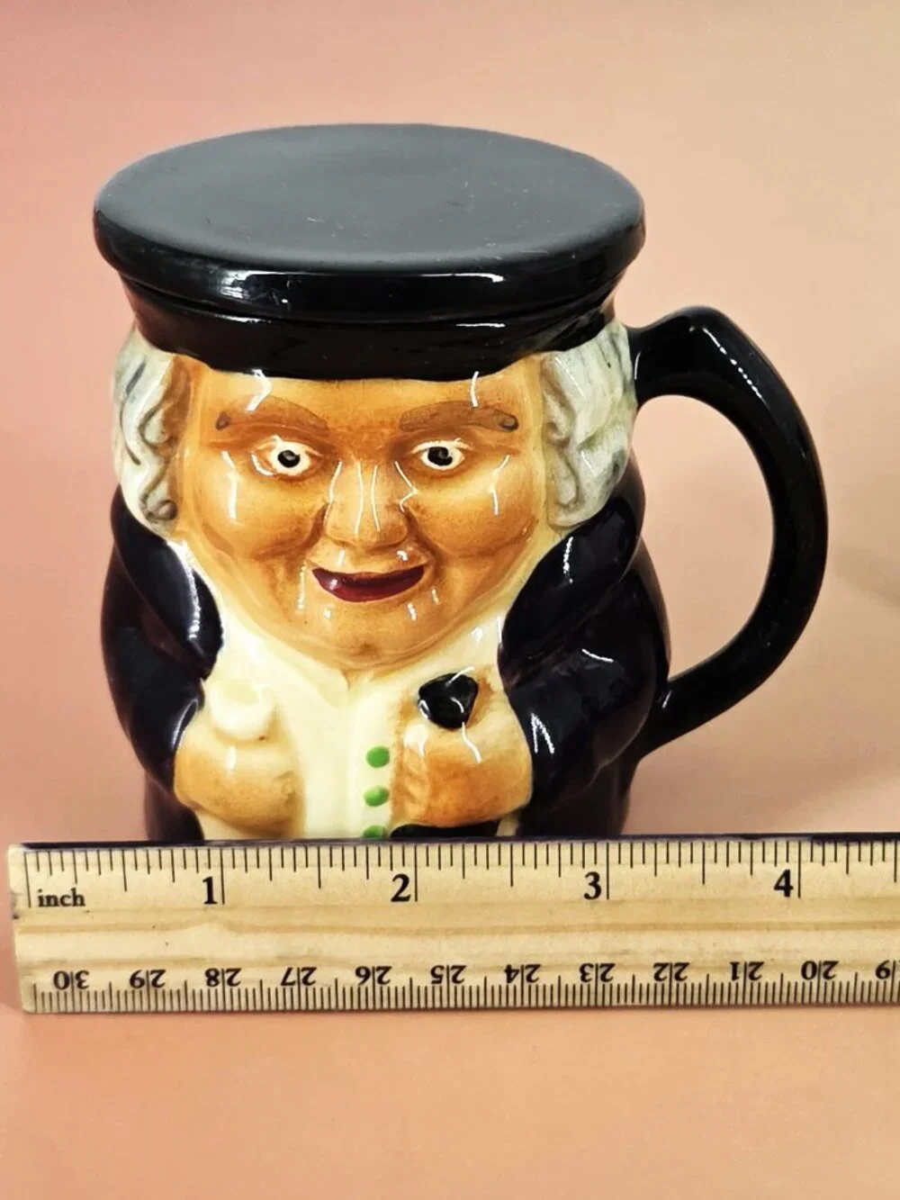 Two Fine Porcelain VTG Toby Jug w/Lid & Tea Pot Crown Devon England Harrod's Tag